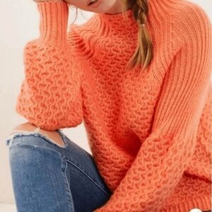 Anthropologie Vibrant Orange Turtleneck Sweater